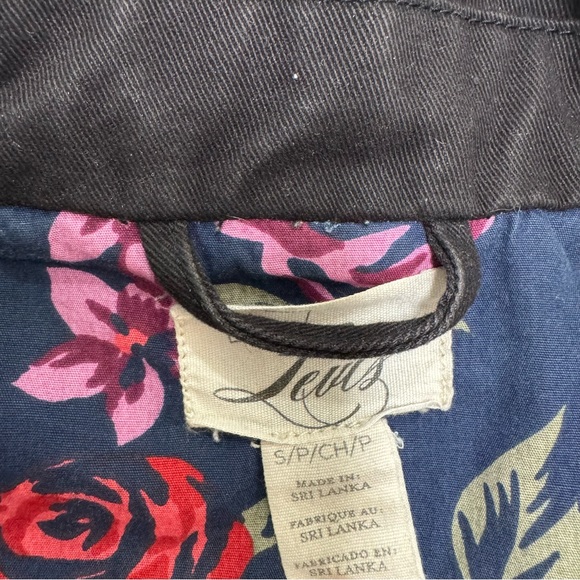 Side Zip Jacket Levi’s Women’s Small S Black Utility Jean Canvas Short - Picture 2 of 7